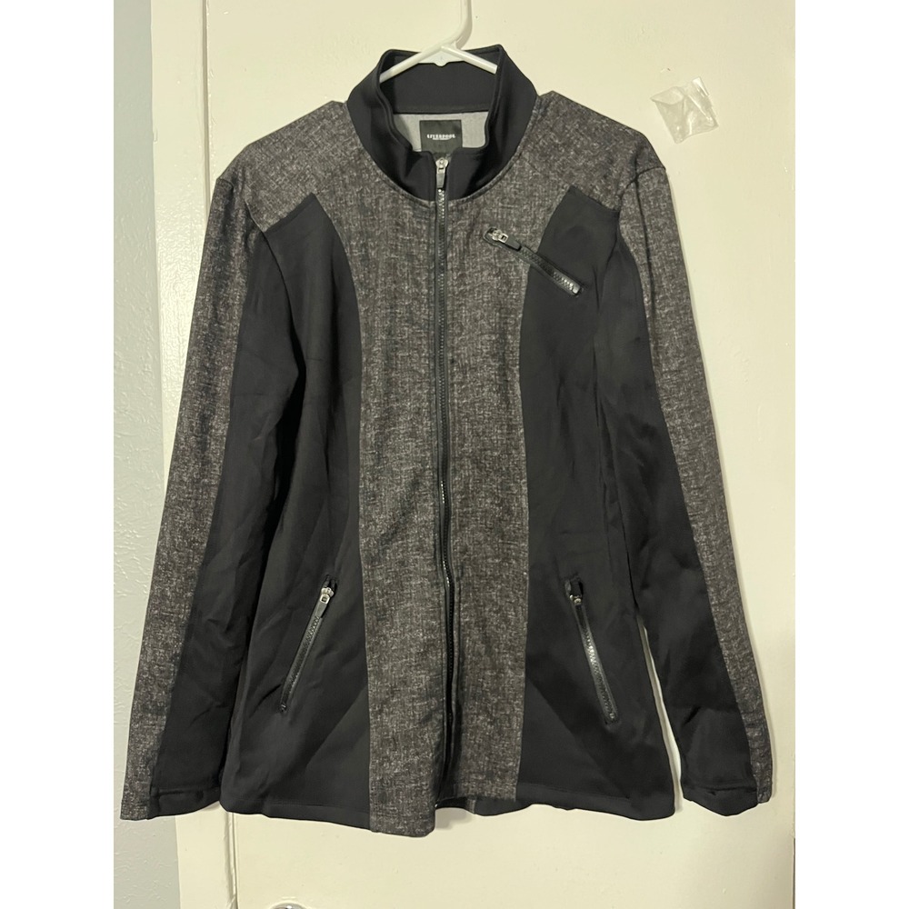 Liverpool Jeans Company Mens Grey Tweed Black Mixed Media Zip Jacket LM1060NW L